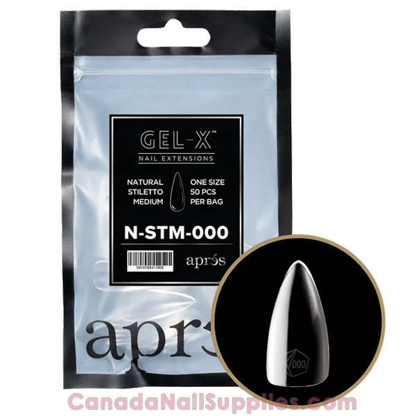 Apres GelX Natural Stiletto Medium 2.0 Tip Refill Bag Size 000