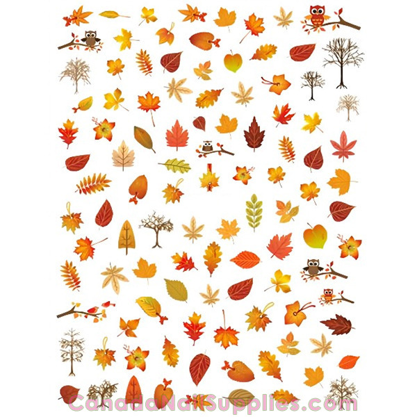 Nail Stickers Fall Leaves with Trees Canada Nail Supplies